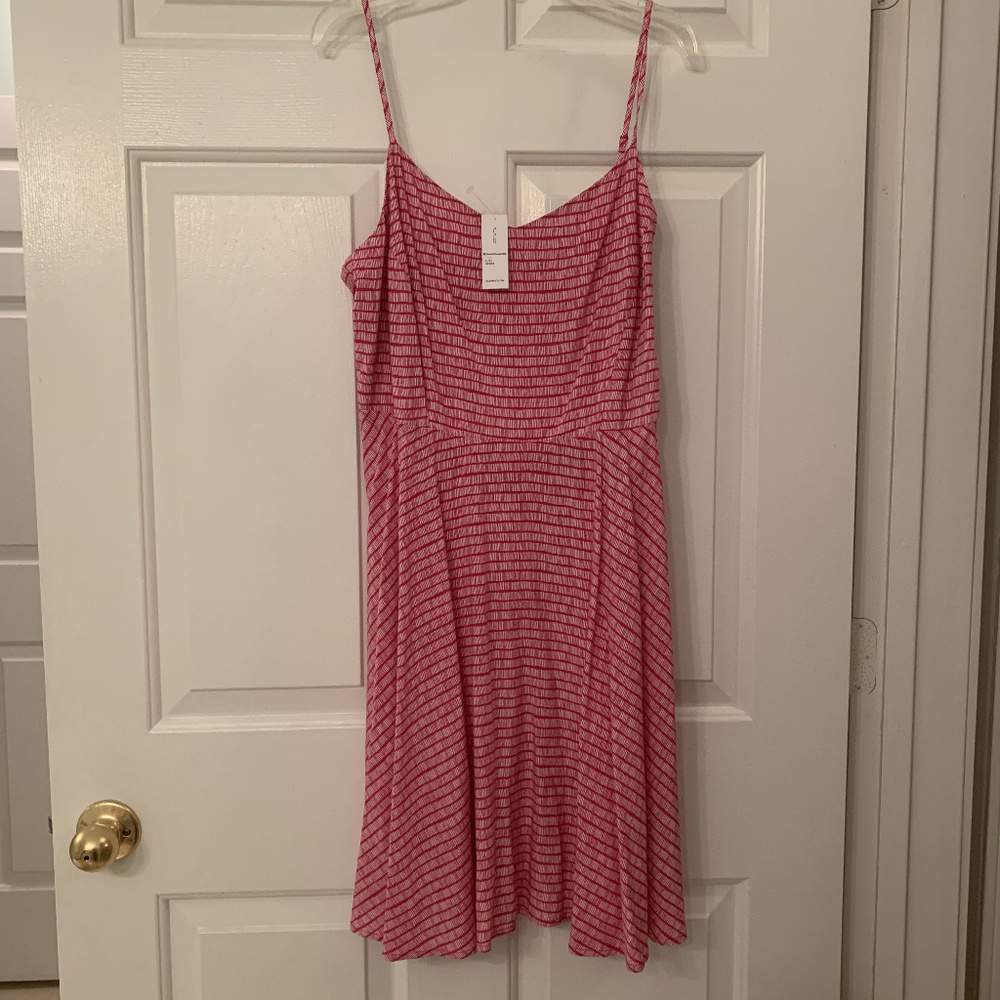 Old Navy Fit & Flare Pink & White Cami Dress